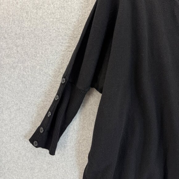 OneA Womens Black Button-Up Cardigan Sweater Button Sleeve Boxy Size Medium NWT - Picture 4 of 15